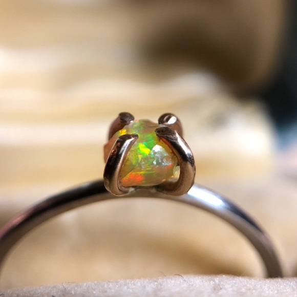 Handmade Sterling + 14k Gold Opal Ring - Picture 5 of 5